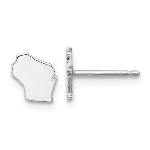 Image of 7.26mm Sterling Silver Rhodium-Plated Wisconsin WI Small State Stud Earrings