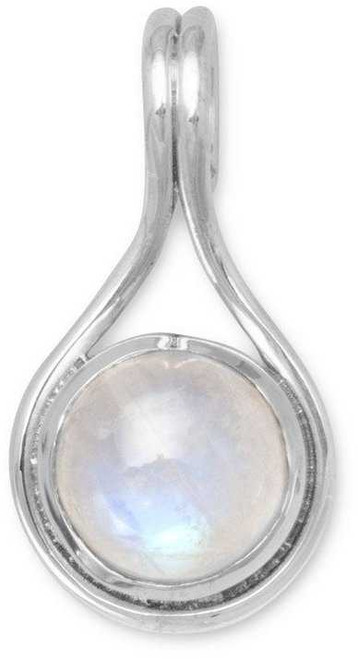 Image of Sterling Silver Round Moonstone Slide Pendant