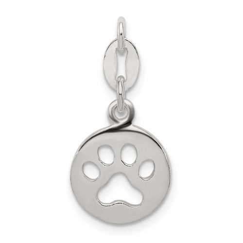 Image of Sterling Silver Round Paw Print Pendant