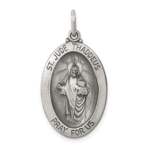 Image of Sterling Silver Saint Jude Thaddeus Medal Charm QC442