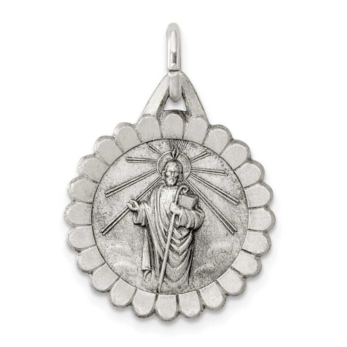Image of Sterling Silver Saint Jude Thaddeus Medal Charm QC5693