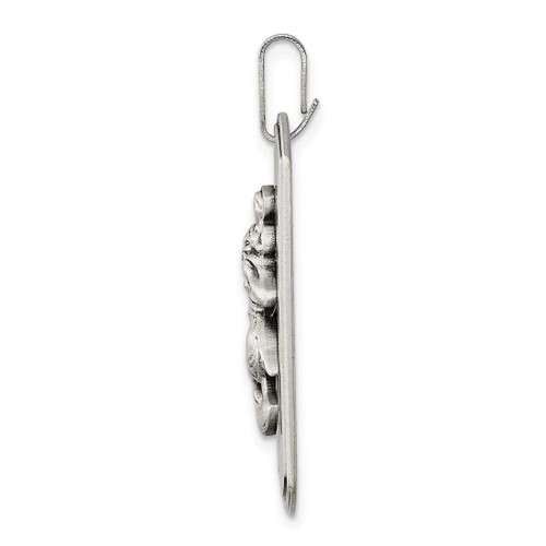 Image of Sterling Silver Satin Antiqued St. Christopher Dog Tag Pendant