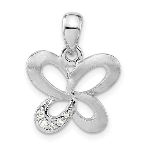 Image of Sterling Silver Satin CZ Butterfly Pendant