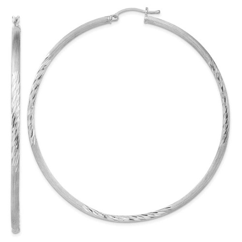 Image of 72mm Sterling Silver Satin Finished Shiny-Cut Twisted Hoop Earrings QE4434