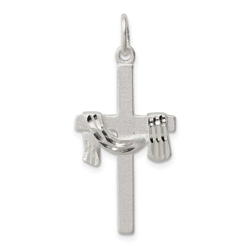 Image of Sterling Silver Satin Shiny-Cut Draped Cross Charm