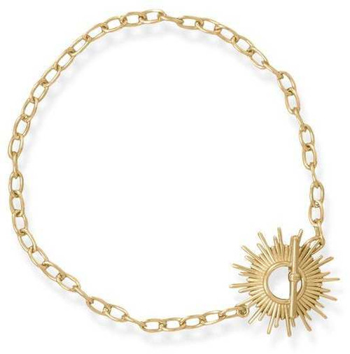 Image of Sterling Silver Shine On! 7.5" Gold-plated Sunburst Toggle Bracelet