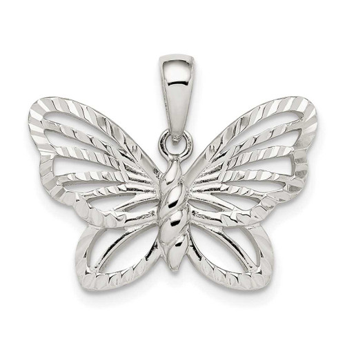 Image of Sterling Silver Shiny-cut Butterfly Pendant QC9539