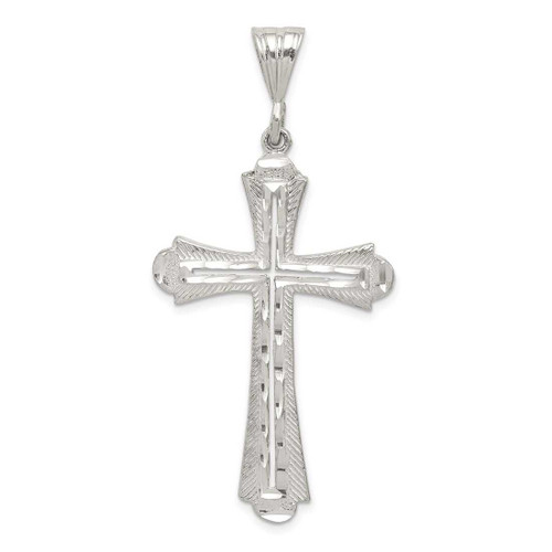 Image of Sterling Silver Shiny-Cut Cross Pendant QC1870