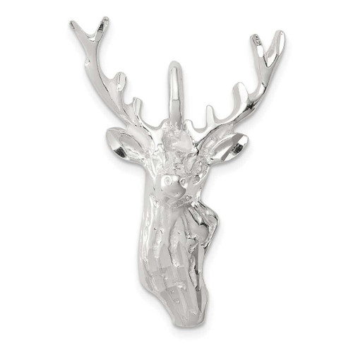 Image of Sterling Silver Shiny-Cut Deer Head Pendant