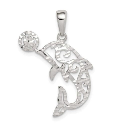 Image of Sterling Silver Shiny-cut Dolphin w/ Ball Pendant