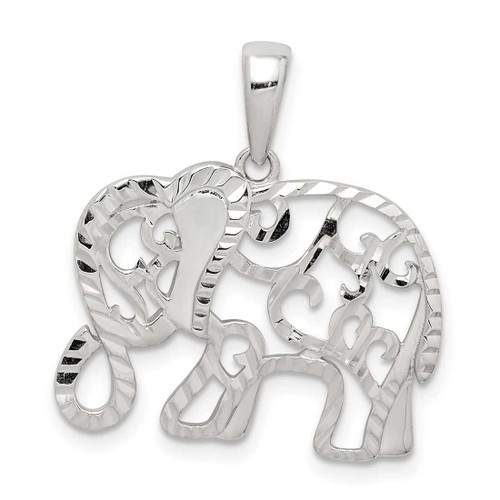 Image of Sterling Silver Shiny-cut Elephant Pendant