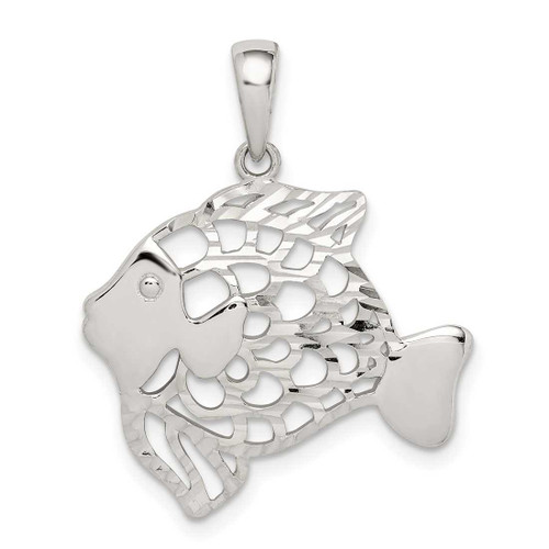 Image of Sterling Silver Shiny-cut Fish Pendant