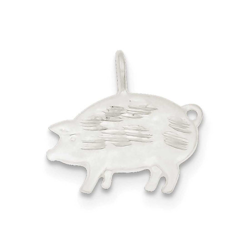 Image of Sterling Silver Shiny-cut Pig Pendant