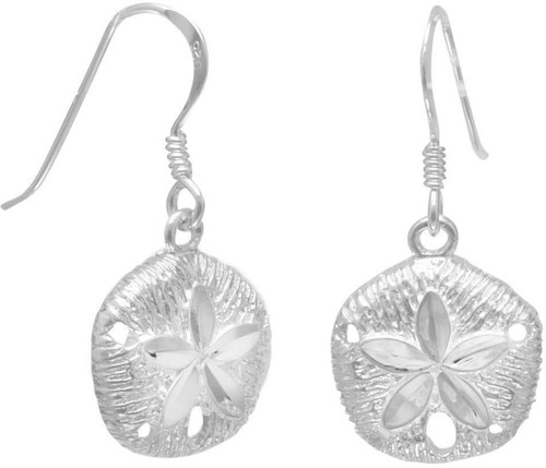 Image of Sterling Silver Shiny-cut Sand Dollar French Wire Earrings