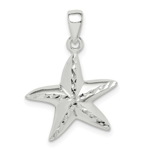 Image of Sterling Silver Shiny-cut Star Fish Pendant QC9574