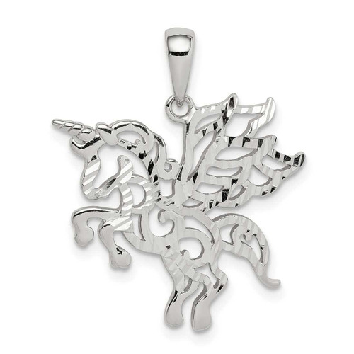Image of Sterling Silver Shiny-cut Unicorn Pendant