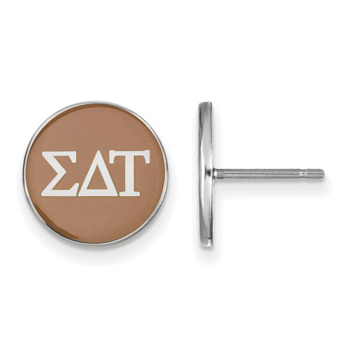 Sterling Silver Sigma Delta Tau Enamel Post Earrings by LogoArt (SS031SDT)