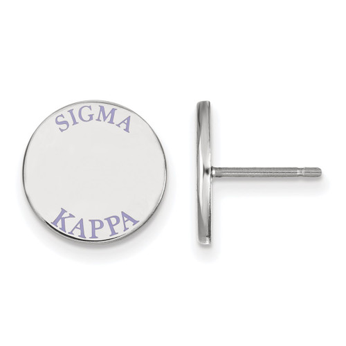 Sterling Silver Sigma Kappa Enamel Post Earrings by LogoArt (SS020SKP)