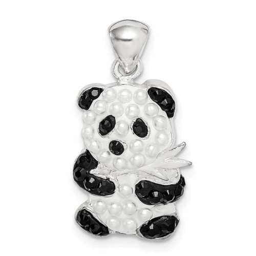 Image of Sterling Silver Simulated Pearl & Preciosa Crystal Panda Pendant