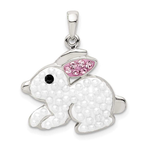 Image of Sterling Silver Simulated Pearl & Preciosa Crystal Rabbit Pendant