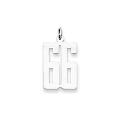 Image of Sterling Silver Small Elongated Polished Number 66 Charm