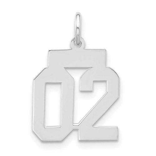 Image of Sterling Silver Small Polished Number 02 w/ Top Bar Charm