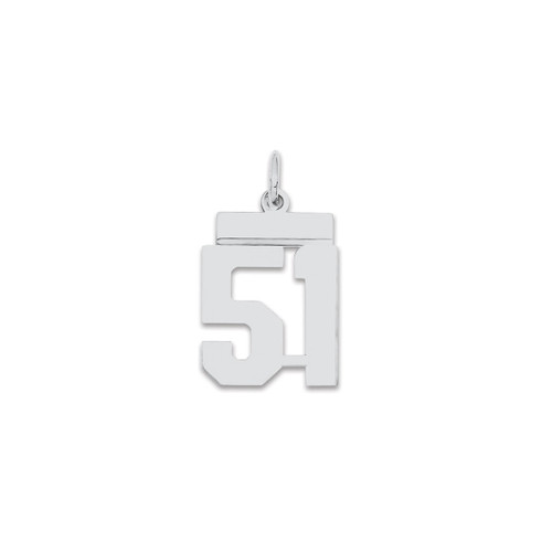 Image of Sterling Silver Small Polished Number 51 Charm