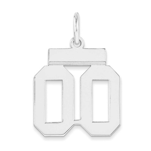 Image of Sterling Silver Small Polished Number Double 00 with Top Bar Charm