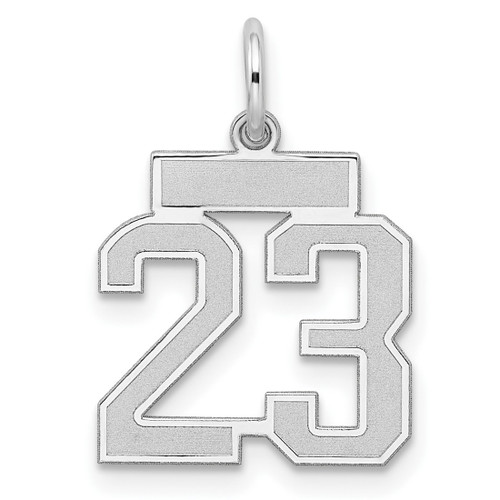 Sterling Silver Small Satin Number 23 Charm