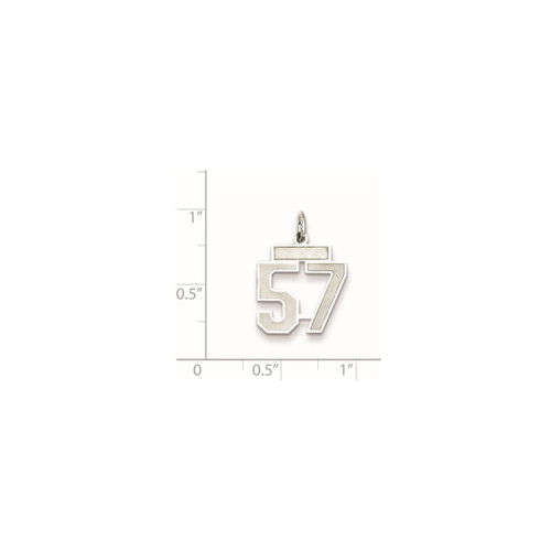 Sterling Silver Small Satin Number 57 Charm