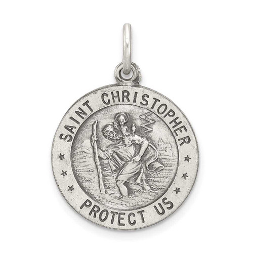 Image of Sterling Silver St. Christopher Baseball Medal Charm QC3571