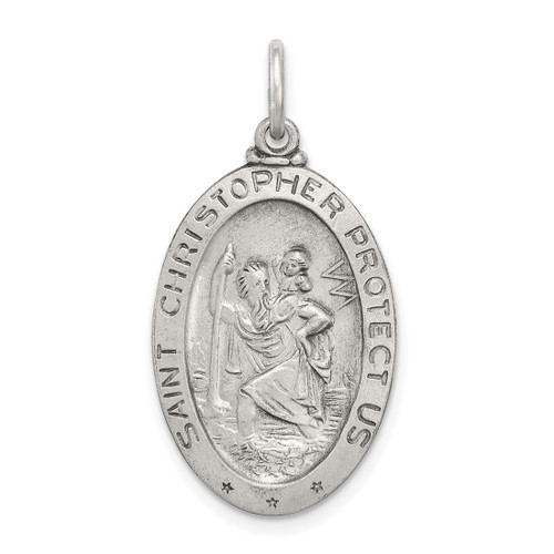 Sterling Silver St. Christopher Basketball Medal Charm QC3567