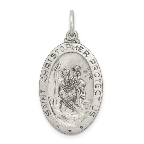 Image of Sterling Silver St. Christopher Football Medal Charm QC3570