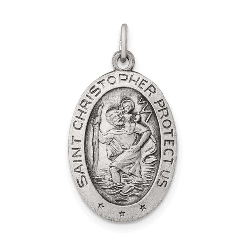 Image of Sterling Silver St. Christopher Medal Charm QC3556