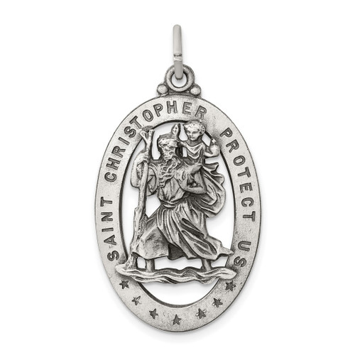 Sterling Silver St. Christopher Medal Charm QC3561