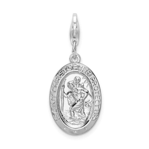 Image of Sterling Silver St. Christopher Medal w/ Lobster Clasp Charm QCC503