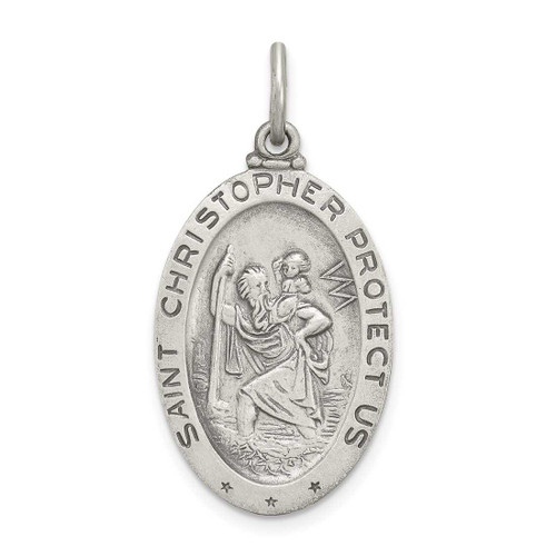 Image of Sterling Silver St. Christopher Soccer Medal Charm QC3569