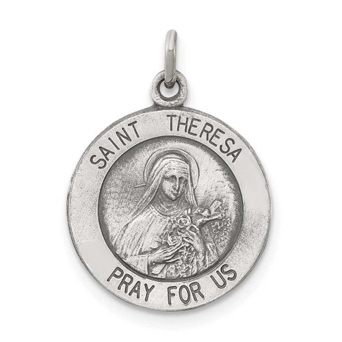 Image of Sterling Silver St. Theresa Medal Charm QC3620