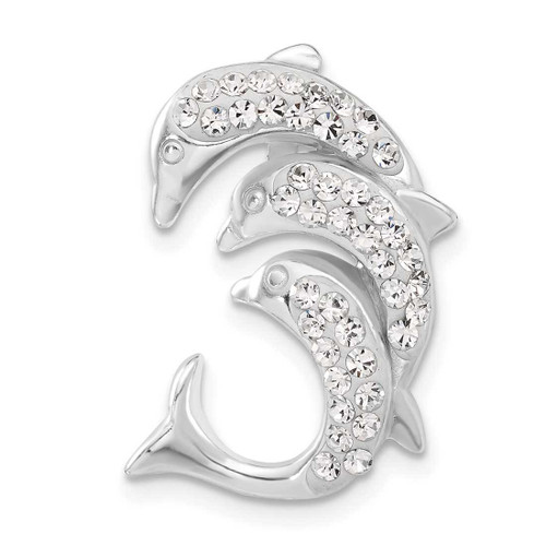 Image of Sterling Silver Stellux Crystal Triple Dolphin Pendant