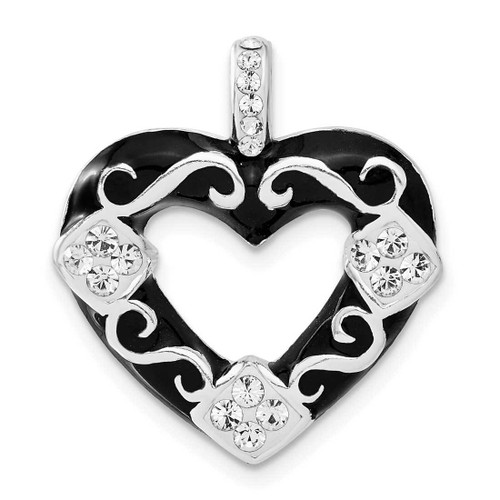 Image of Sterling Silver Stellux Crystal/Black Heart Pendant