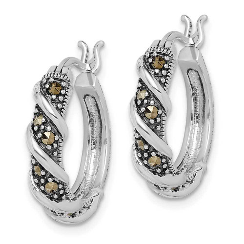 Image of 21mm Sterling Silver Swirl Hoop Marcasite Earrings