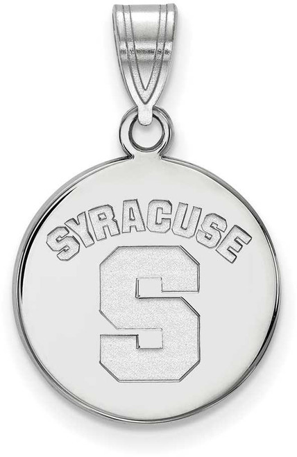 Image of Sterling Silver Syracuse University Medium Disc Pendant by LogoArt (SS043SYU)
