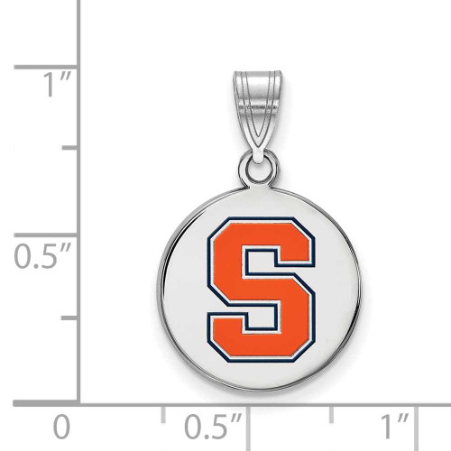 Image of Sterling Silver Syracuse University Medium Enamel Disc Pendant by LogoArt
