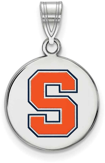 Image of Sterling Silver Syracuse University Medium Enamel Disc Pendant by LogoArt