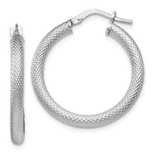 Image of 26mm Sterling Silver Textured Hinged Hoop Earrings