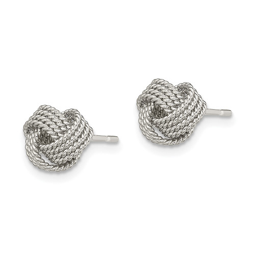 7.6mm Sterling Silver Textured Love Knot Post Earrings
