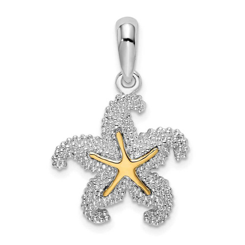Image of Sterling Silver Textured Starfish w/ 14k Yellow Gold Accent Pendant
