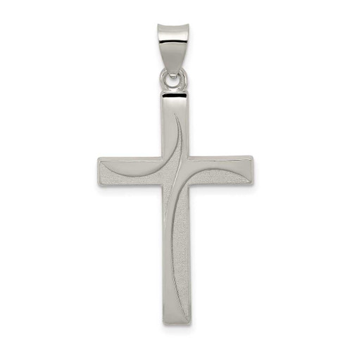 Image of Sterling Silver Textured, Brushed & Polished Latin Cross Pendant QC8174