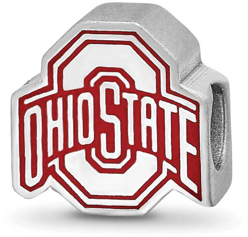 Image of Sterling Silver The Ohio State University Block O Enamel Logo Bead by LogoArt