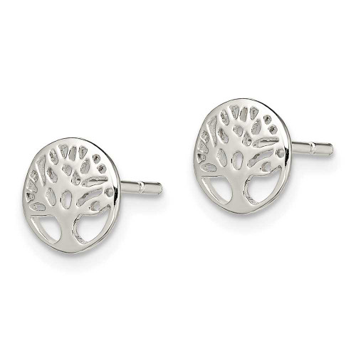 Image of 8.19mm Sterling Silver Tree of Life Post Earrings